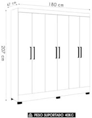 Guarda Roupa Casal 180cm 6 Portas Vanci D02 Amêndola - Mpozenato