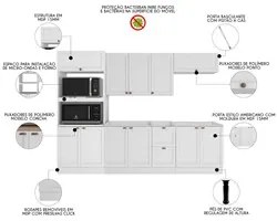 Armário de Cozinha Modulado 5 Peças Sem Tampo CJ3 Duna P09 Branco - Mp