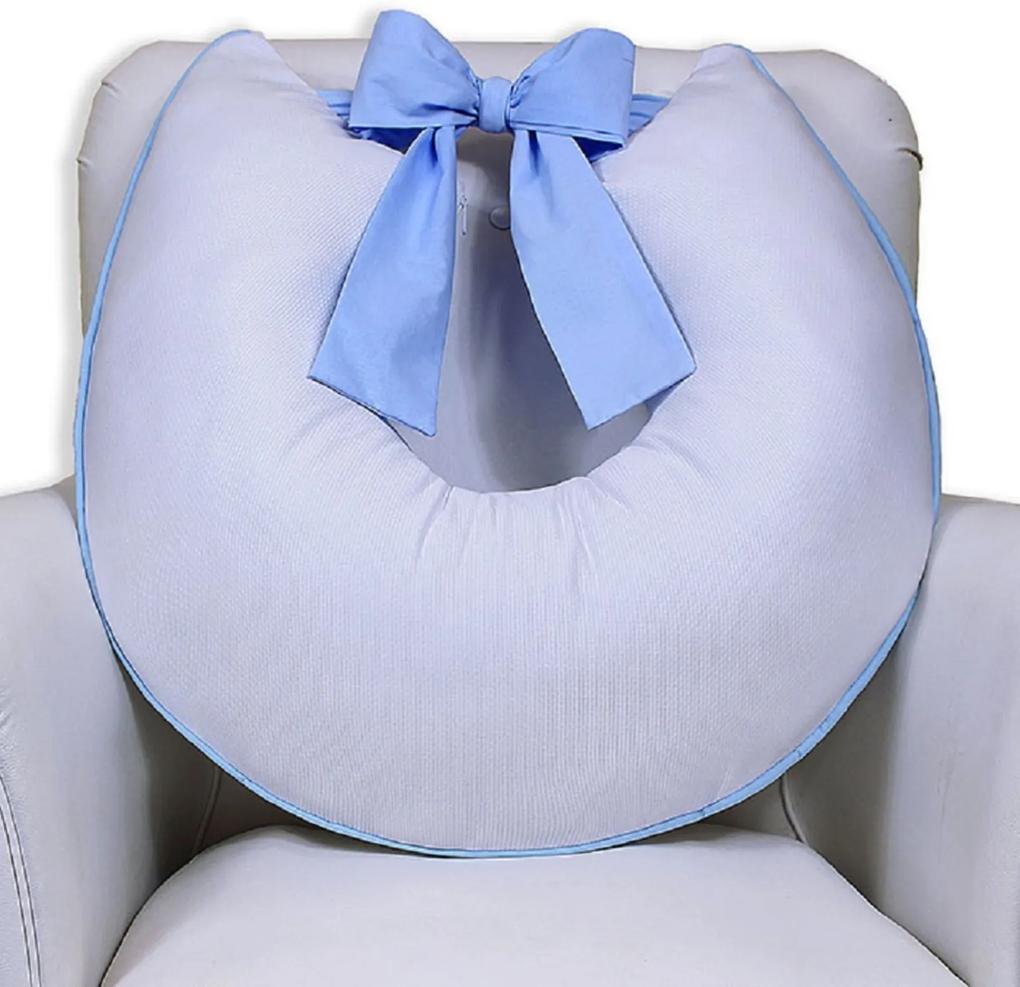 Almofada AmamentaçÁo Piquet Laço - Branco Com Azul