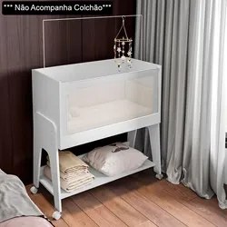 Bedside Multifunção Com Rodízios Amore M08 Branco Acetinado - Mpozenat