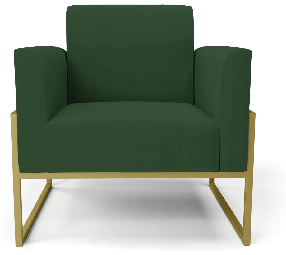 Poltrona Base Industrial Alta Dourado Marisa Veludo Verde D03 - D'Rossi