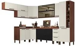 Cozinha Modulada Completa 14 Peças Viv Concept C10 Nogueira/Off White/