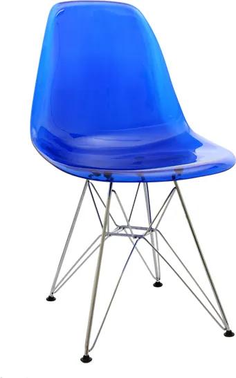 Cadeira Eiffel PC Azul Base Cromada Or Design