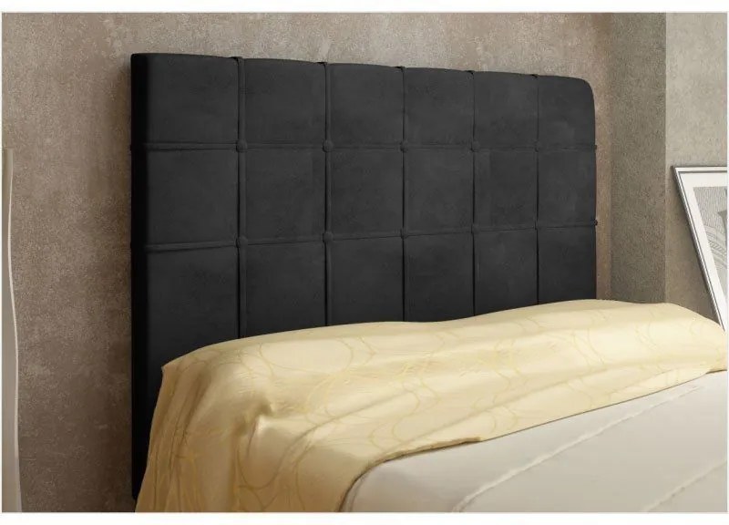 Cabeceira Veneza Cama Box Queen 160 cm Suede Preto D'Rossi