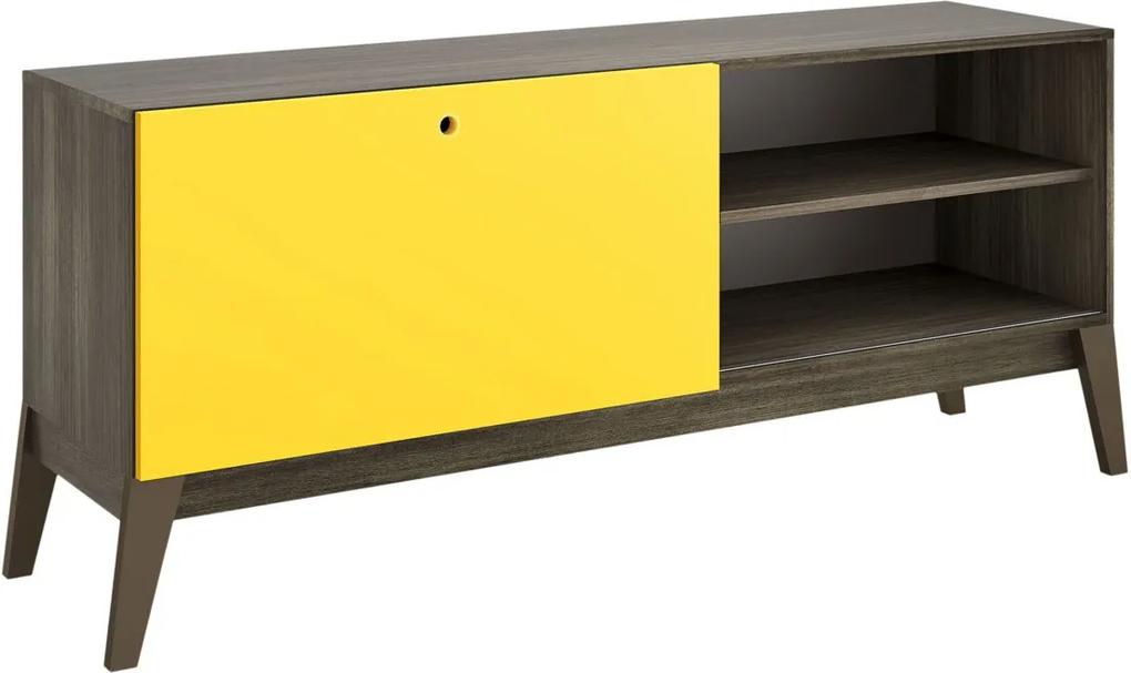 Rack c/ Porta de Correr Demolição-Fosco Com Amarelo-Brilho Genialflex Móveis