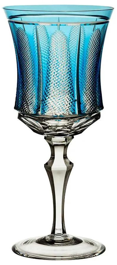 Taça de Cristal Lapidado P/ Água 400 ML Azul Claro