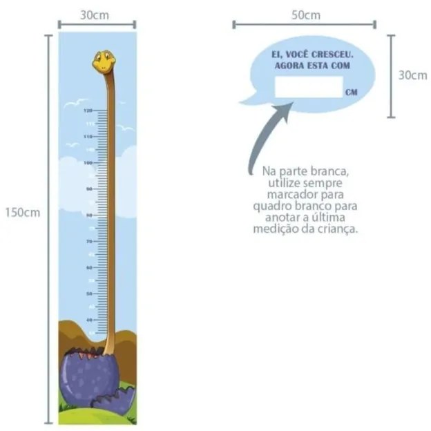 Régua de Crescimento Dinossauro