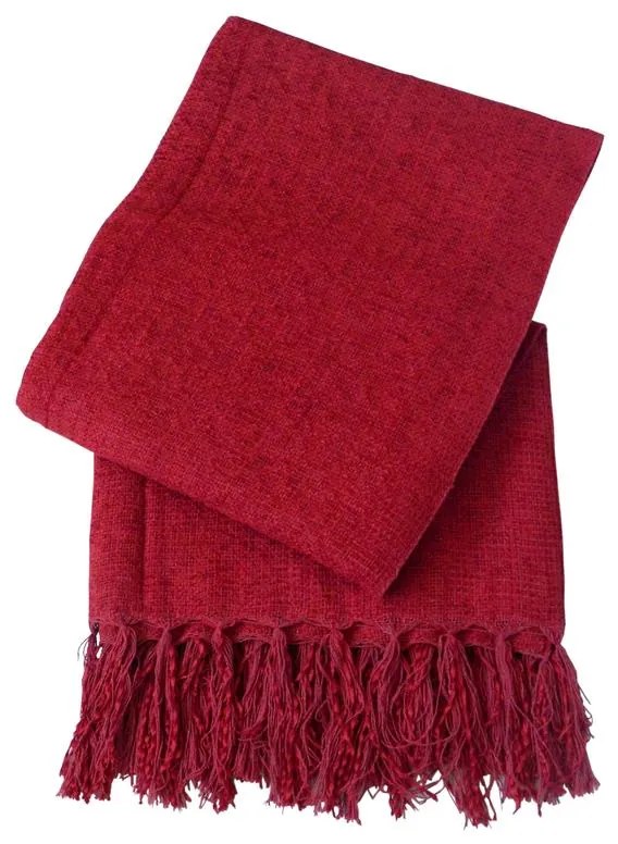 Xale de Sofá Artesanal Tear em Chenille 1,80x1,20m - Vermelho