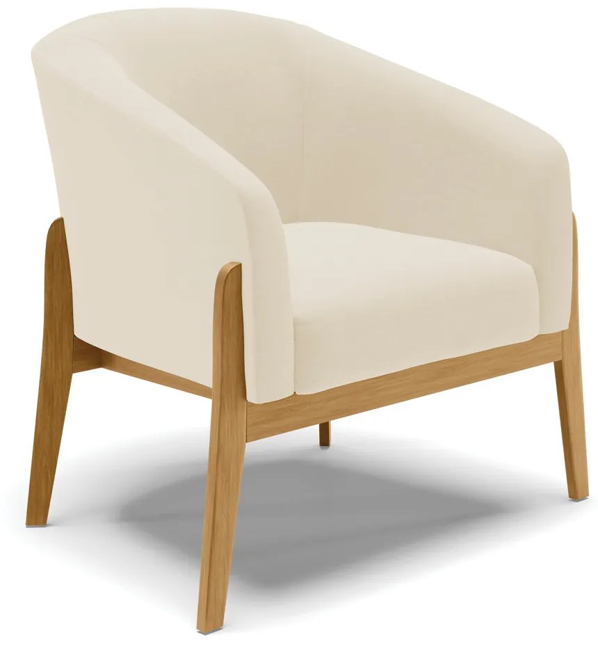 Poltrona Decorativa Base de Madeira Stella Linho D03 - D'Rossi - A19 Bege