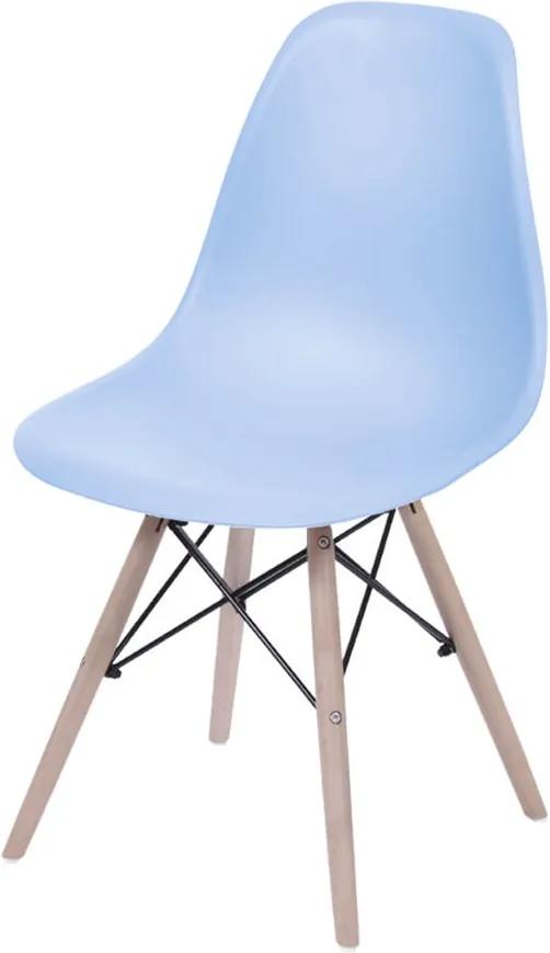 Cadeira Eames Dkr Polipropileno Base Eiffel Madeira Azul Claro