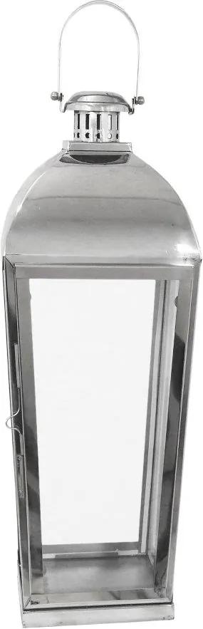 Lanterna Decorativa em Metal Prateado - 73x23cm