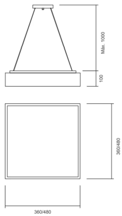 Pendente Ayla 48X48Cm Led 36,8W Bivolt | Usina 19041/48 (DR-M Dourado Metálico, 3000k)