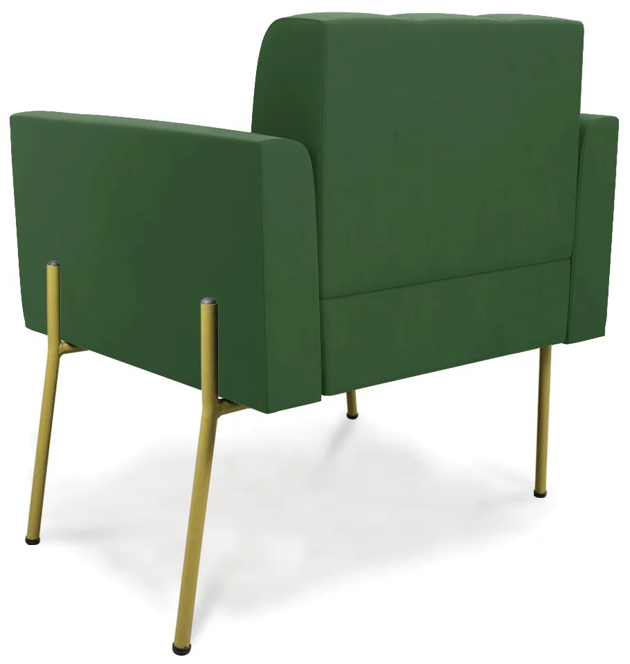 Poltrona Pé de Ferro Dourado para Sala Elisa Suede D03 - D'Rossi - Verde