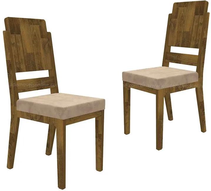 Cadeira Para Sala De Jantar Esmeralda Rv Móveis (2 Unidades) - Amadeirado/bege