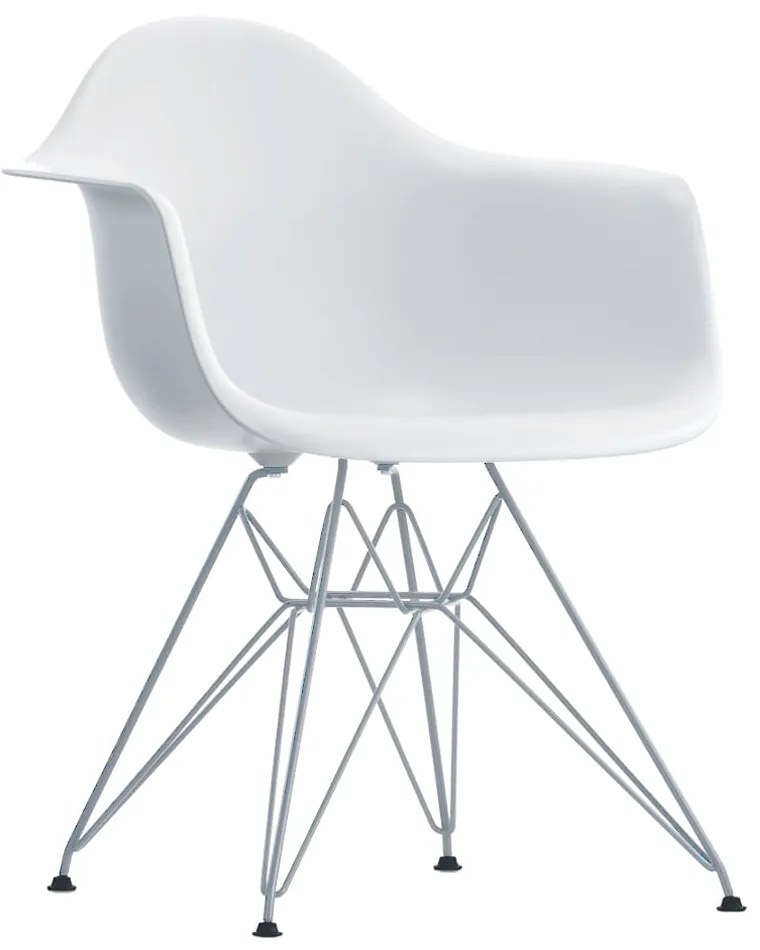 Cadeira Eiffel com Braço Base Cromada - Branco