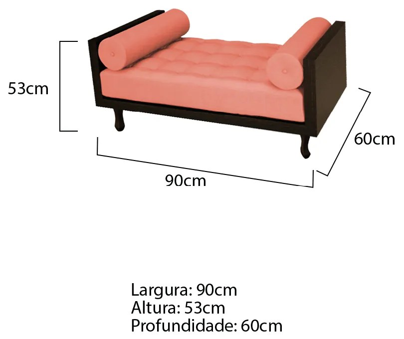 Recamier Davi Solteiro 90cm Corano Marrom e Suede Coral - ADJ Decor