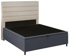 Cabeceira com Base Cama Box Baú Casal 138x188cm Hit ID5 Linho Cru/Sued