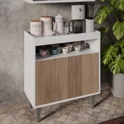 Balcão Aparador Buffet Cantinho do Café 71cm Lice Z34 Branco/Freijó -