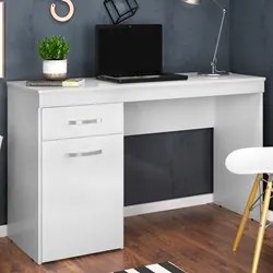 Mesa Para Computador Escrivaninha 1 Porta 1 Gaveta Vitória D02 Branco