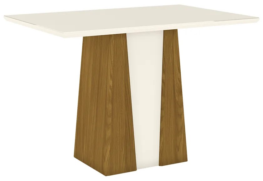 Mesa de Jantar Retangular Karla 120 cm Nature e Off White Canto Reto - D'Rossi