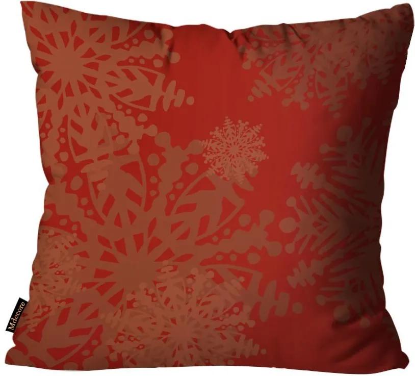 Capa para Almofada Premium Cetim Mdecore Natal Flocos de Neve Vermelha45x45cm