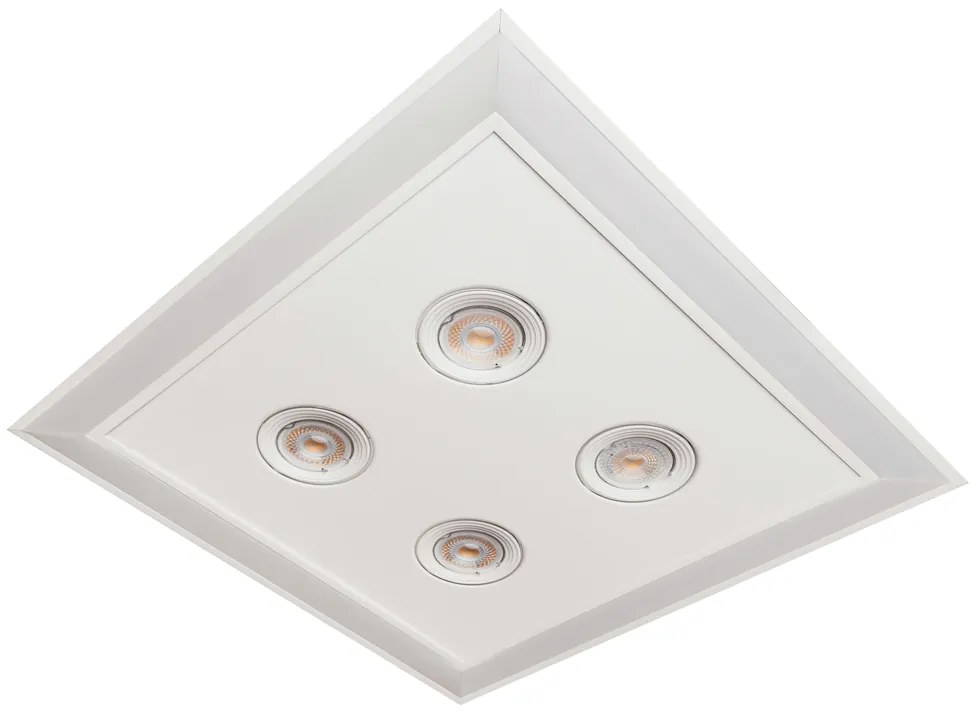 Embutido Scala Pro 42X42X09Cm 04Xar70 Led 36,8W Bivolt | Usina 19233/4... (BT - Branco Texturizado, 4000k)