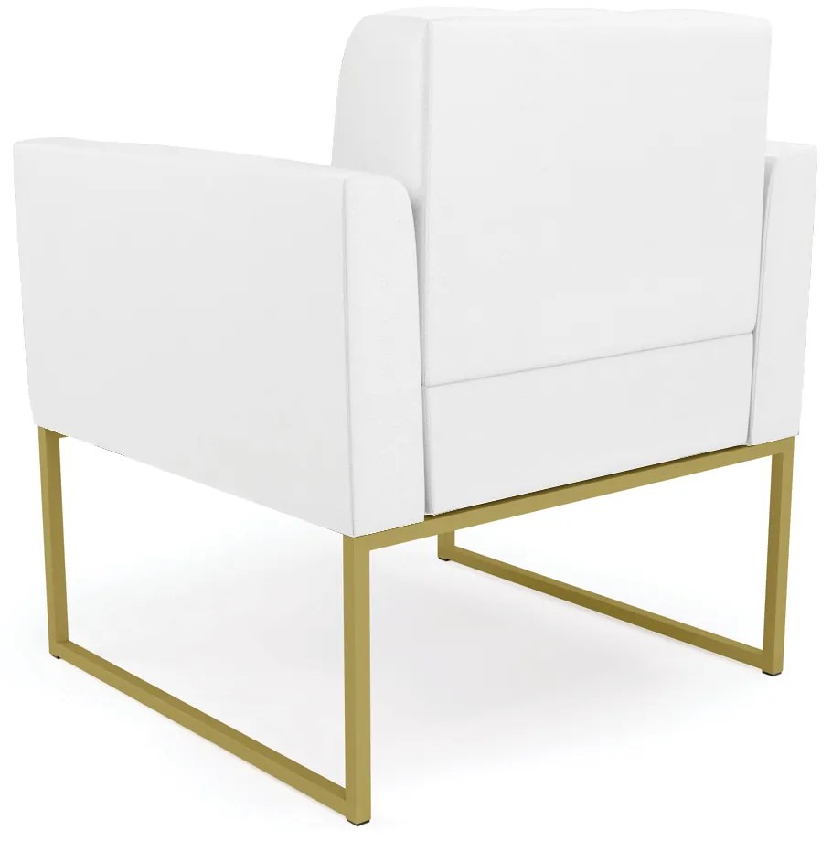 Poltrona Elisa Corino Base Metálica Industrial Dourado - D'Rossi - Branco