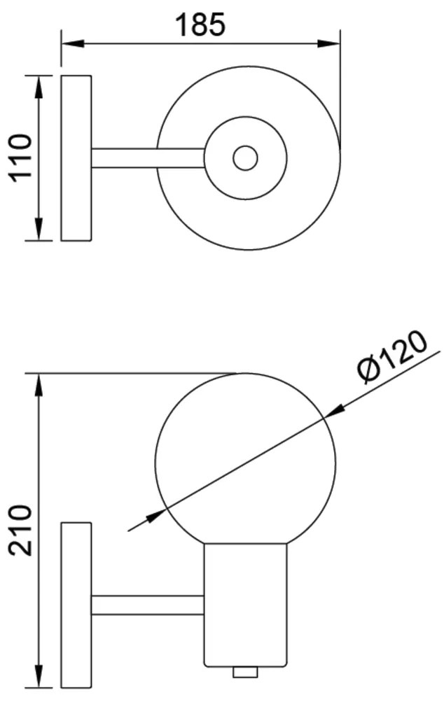 Arandela Nikko Ø12X18X15,5Cm C/ 1 Globos 1Xg9 / Haste Fixa / Globo Ø12... (PT - Preto Texturizado, AMBAR)