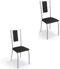 Kit 02 Cadeiras para Cozinha Lisboa 2C076CR Cromado/Preto - Kappesberg