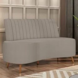 Sofá 2 Lugares para Sala Living 135cm Pés Palito Tamar Z08 Boucle Bege