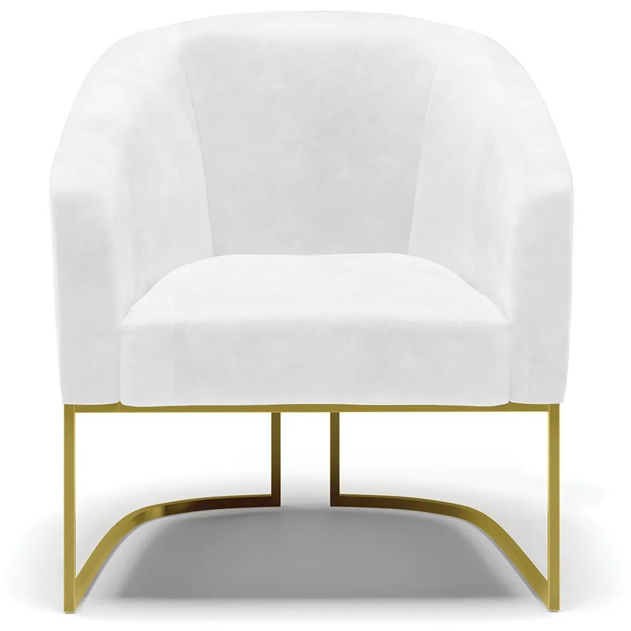 Poltrona Decorativa Industrial Dourado kit 2 Stella Sintético PU D03 - D'Rossi - Branco