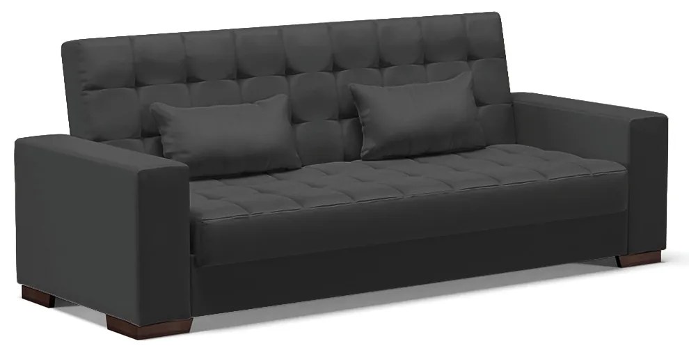 Sofá Cama Casal 3 Lugares 210cm Lisboa Corino  D03 - D'Rossi - Preto