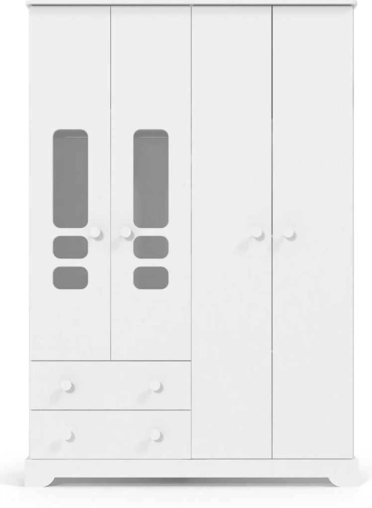 Roupeiro 4 portas Smart Branco-Acetinado Matic Móveis