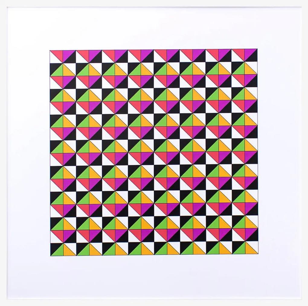 Quadro Decorativo Abstrato Fundo Colorido Geométrico 100x100cm