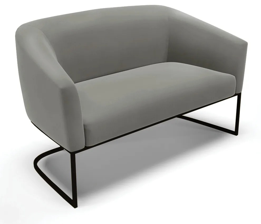 Sofá 2 Lugares Namoradeira Industrial Preto Stella Suede D03 - D'Rossi - Grafite