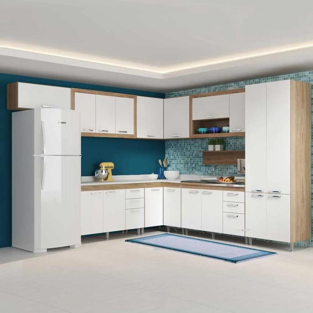 Cozinha Compacta 12 Portas P/ Pia Tampo Branco 5718 Branco/Argila - Multimóveis