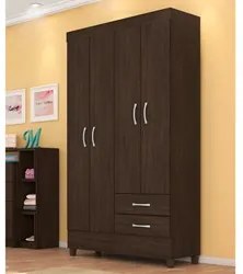 Guarda Roupa 4 Portas 2 Gavetas Astro D02 Ebano Touch - Mpozenato