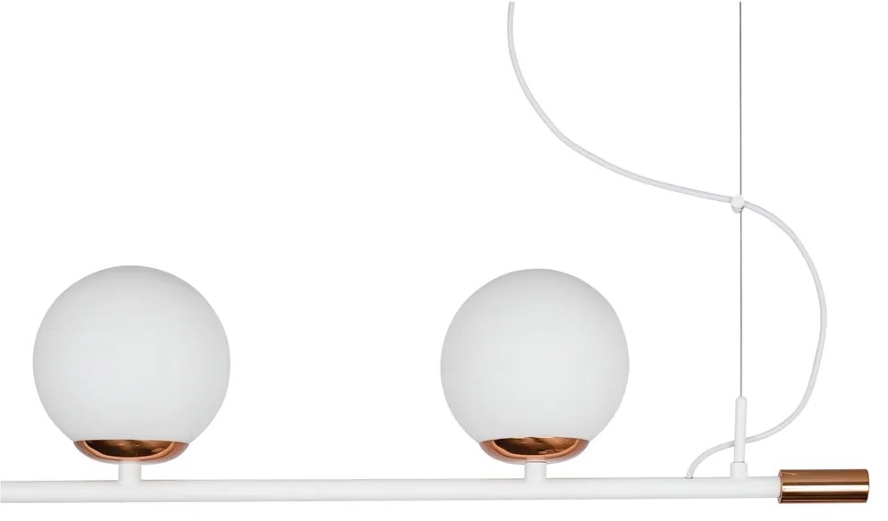 Pendente Vittu 150X30Cm 3Xmr16 Gu10 + 2Xe27 G45 / Cabo Aço Chumbador +... (BT / CB-PV - Branco Texturizado / Cobre Brilho Polido Verniz, FOSCO)