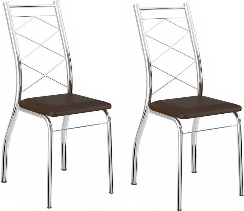 Cadeiras para Cozinha Kit 2 Cadeiras 1710 Cacau/Cromado - Carraro Móveis