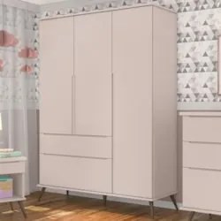 Guarda Roupa Infantil 100% MDF Pés Retrô Mel Z39 Rosê - Mpozenato