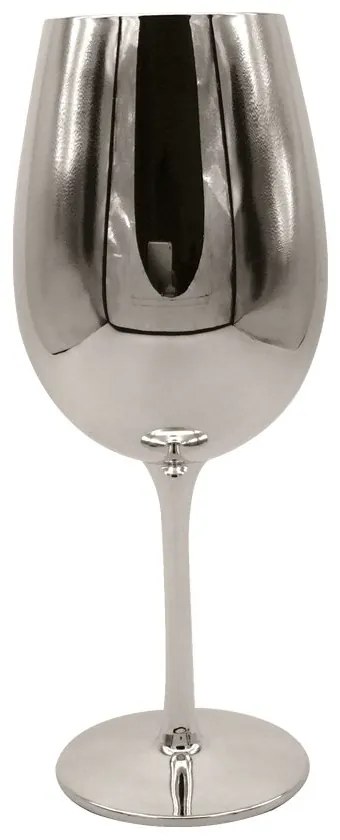 Taça de Vidro Para Vinho Cromada Prata 580 ML