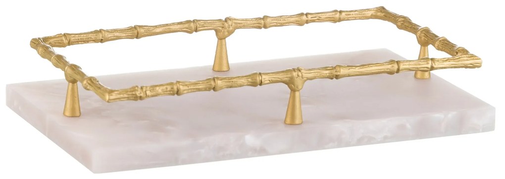 Porta Toalha de Papel Resina Madrepérola Bambu Dourado Fosco G