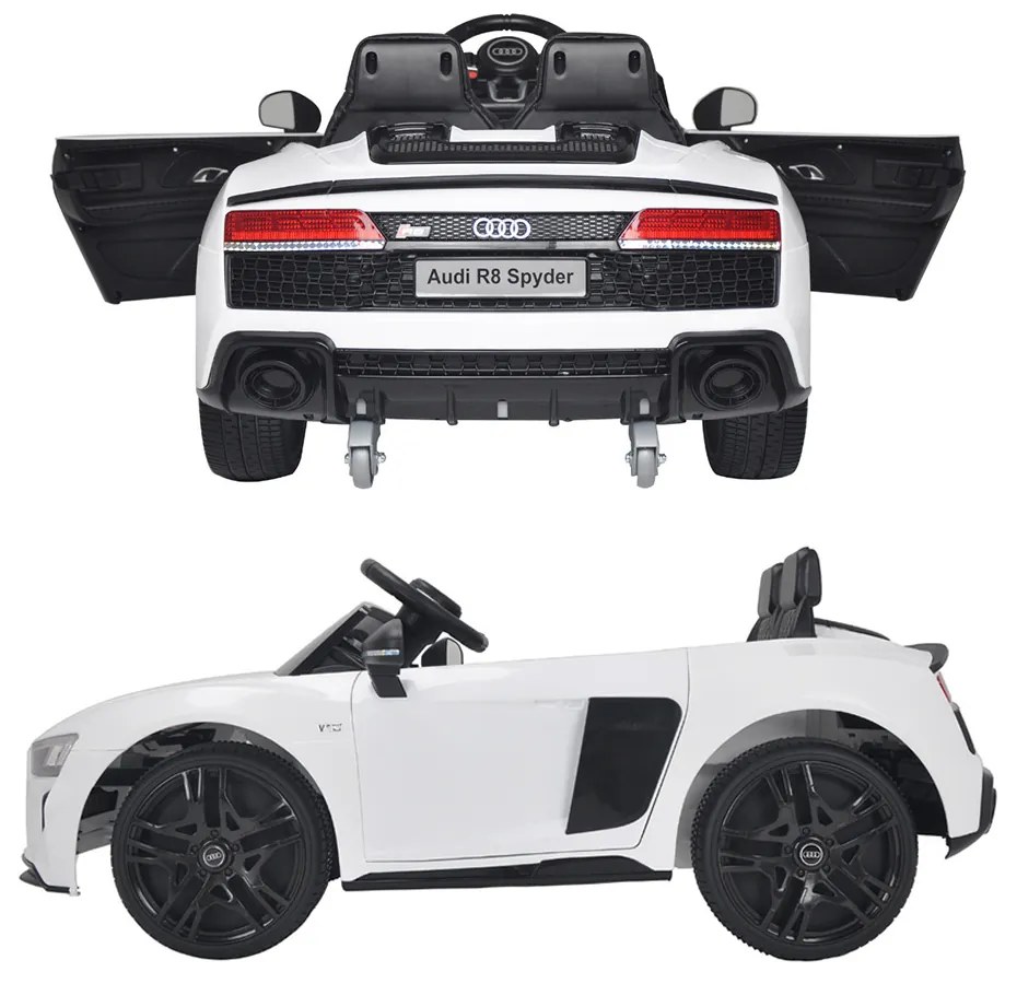 Carrinho Elétrico Infantil Motorizado Audi R8 Spyder com Controle Som 12V Branco G31 - Gran Belo