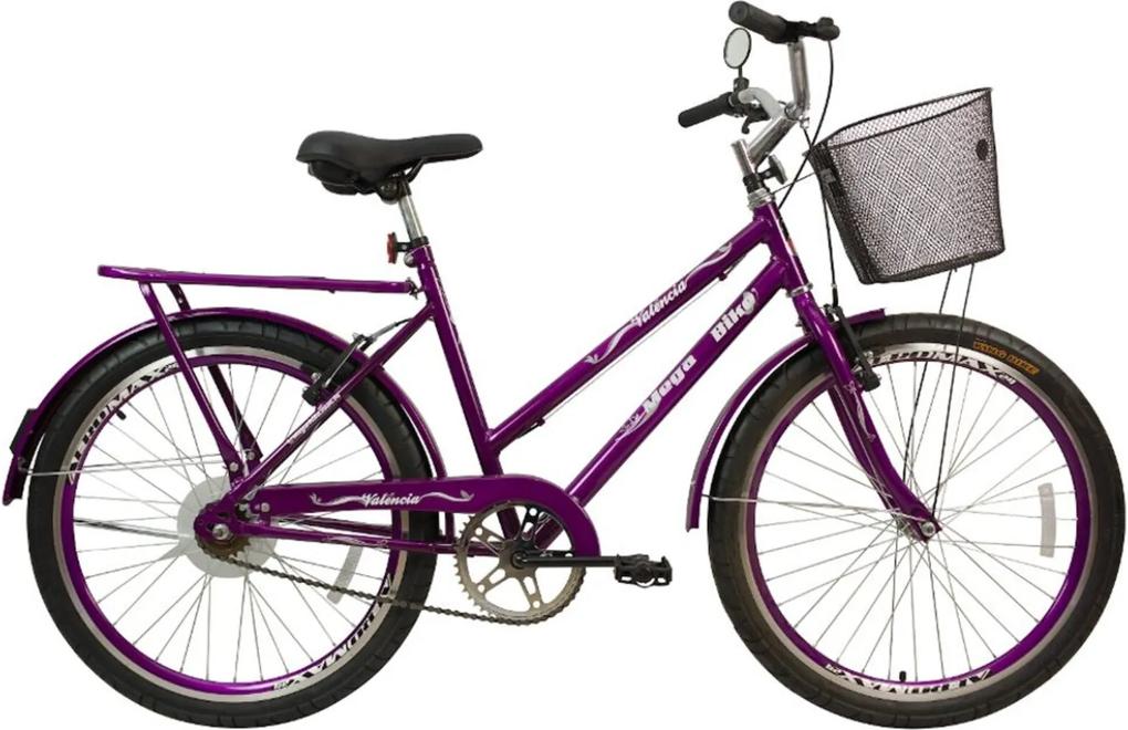 Bicicleta Infantil Aro 24 Freios V-Break Quadro Aço Valência Gold Violeta - Mega Bike