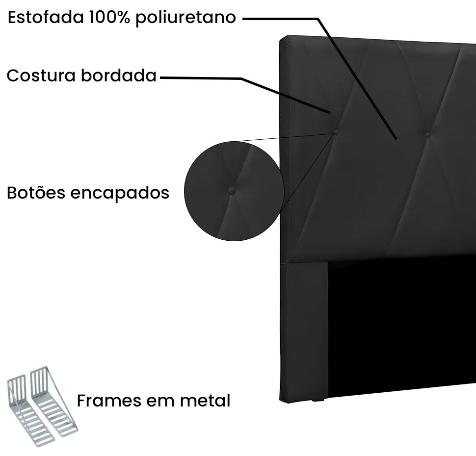 Cabeceira Cama Box King 195 cm Aquilla Veludo S04 - D'Rossi - Preto