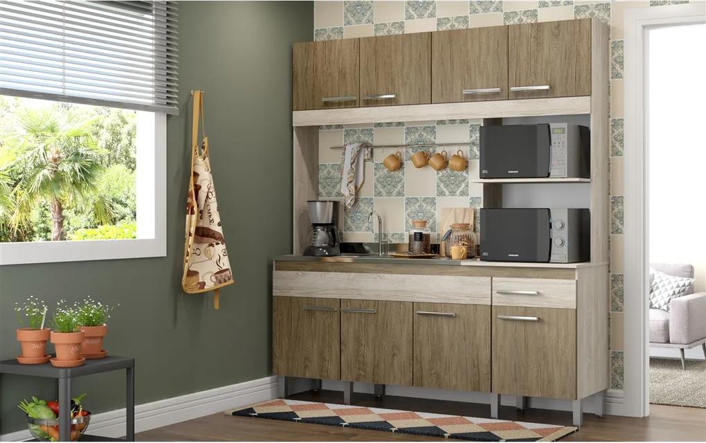 Cozinha Compacta 8 Portas CT801 Malbec/Wood