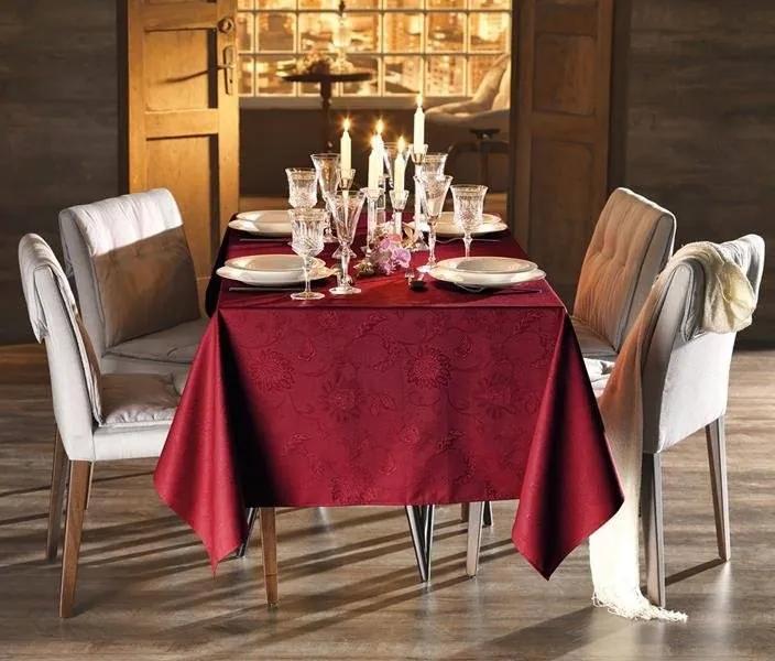 Toalha de mesa Karsten Sienna - Vermelha  - Tamanho: Retangular 12 Lugares - 160 X 320 cm - Karsten