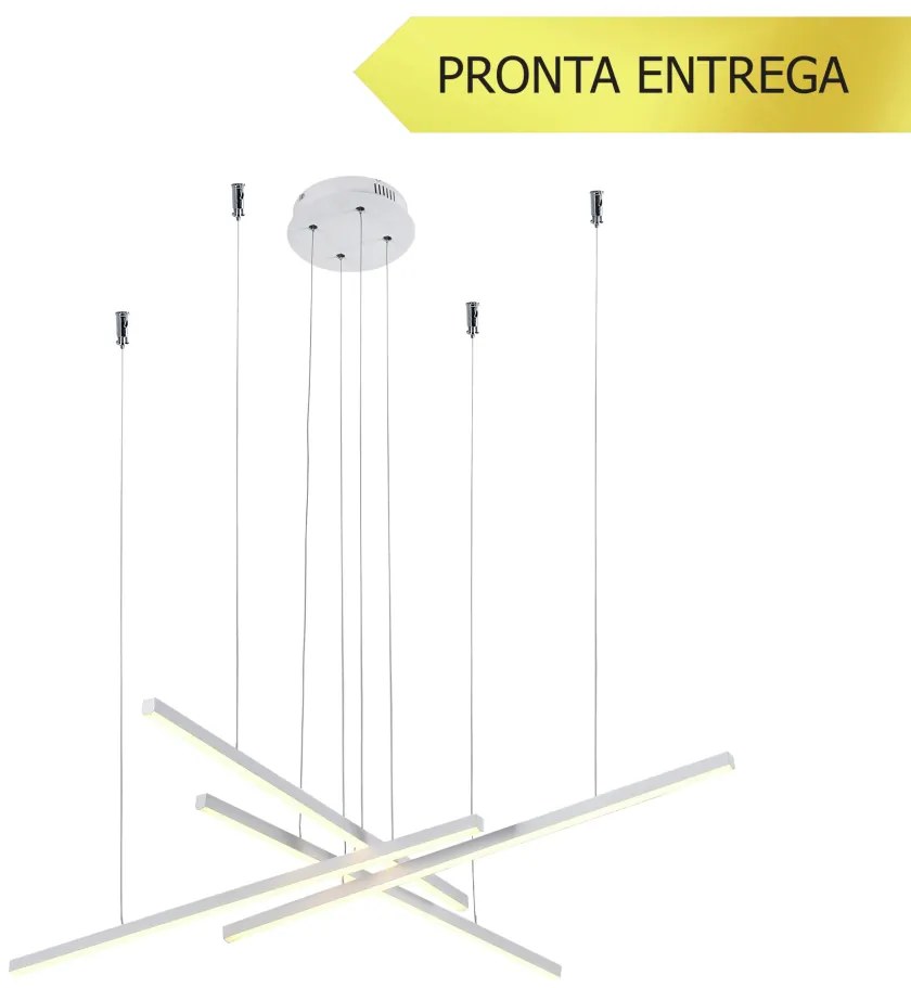 Pendente Bastoni 120X120Cm Led 60W 3000K Bivolt Branco - Usina Imports... (Branco)