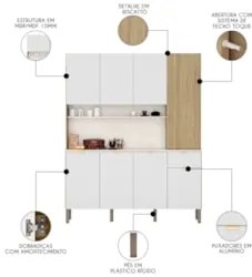 Cozinha Compacta 8 Portas 161cm Soul Z06 Freijó/Ártico - Mpozenato