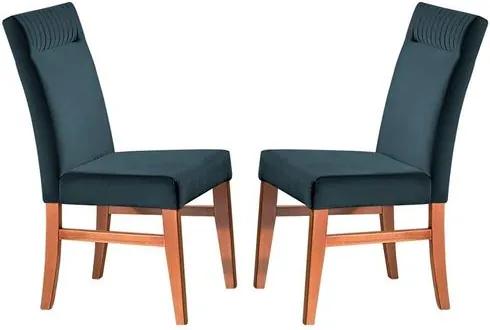 Kit 2 Cadeiras de Jantar Estofada Azul em Veludo Sines